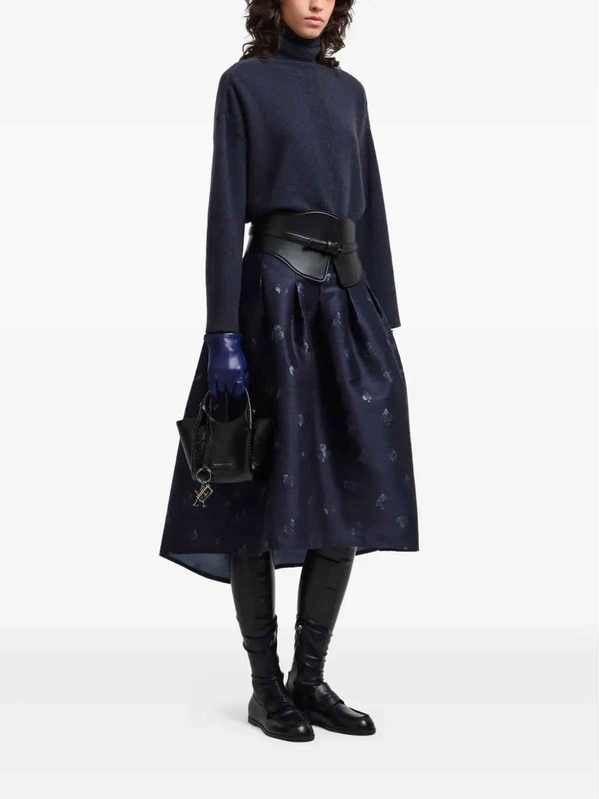 Emporio Armani リブ編みロールネックセーター - ブルー - 画像2
