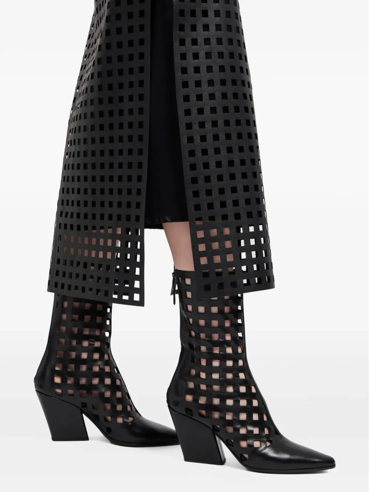 Emporio Armani レザー格子柄スカート - 画像5