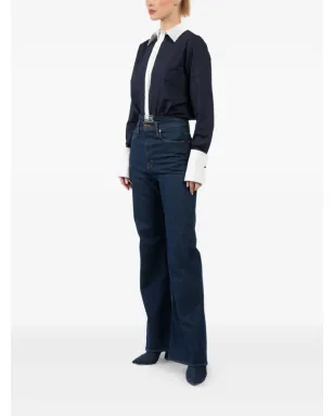 Brandon Maxwell Bradshaw コントラストカラー襟付き ポプリン×ニット ボディスーツ - サムネイル3