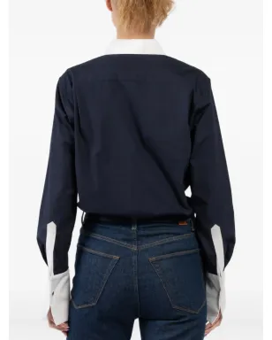 Brandon Maxwell Bradshaw コントラストカラー襟付き ポプリン×ニット ボディスーツ - サムネイル4