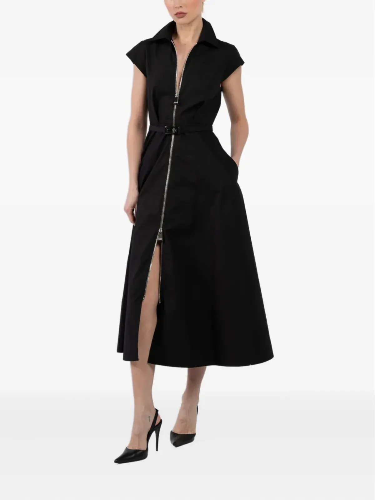 Brandon Maxwell ジップアップベルトドレス - 画像2