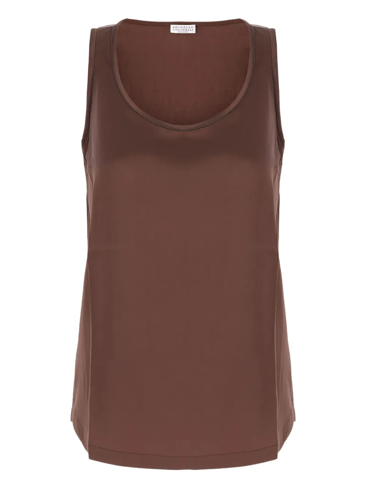 Brunello Cucinelli スパンコール飾り ノースリーブトップ ブラウン - 画像1