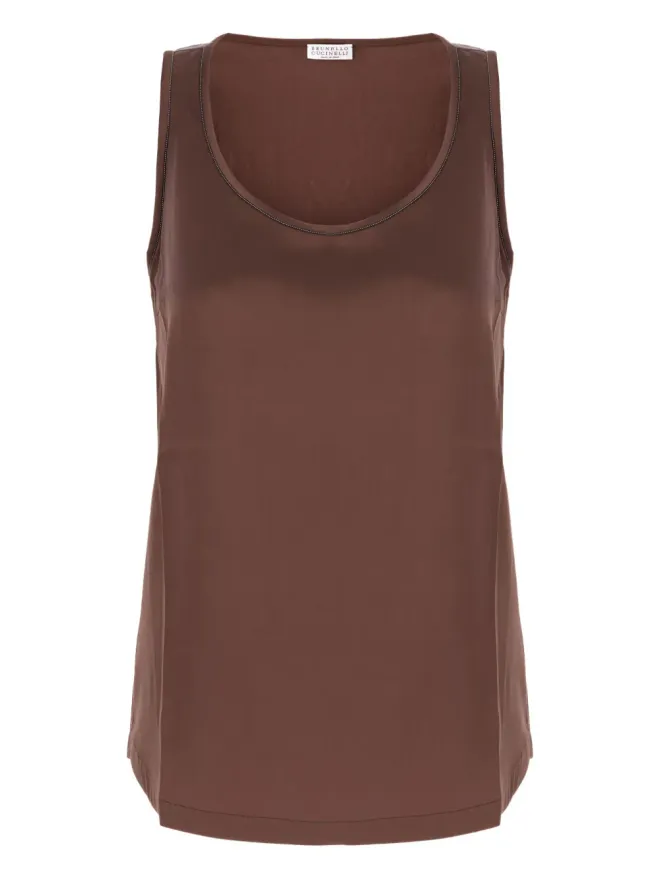 Brunello Cucinelli Brunello Cucinelli スパンコール飾り ノースリーブトップ ブラウンの商品画像