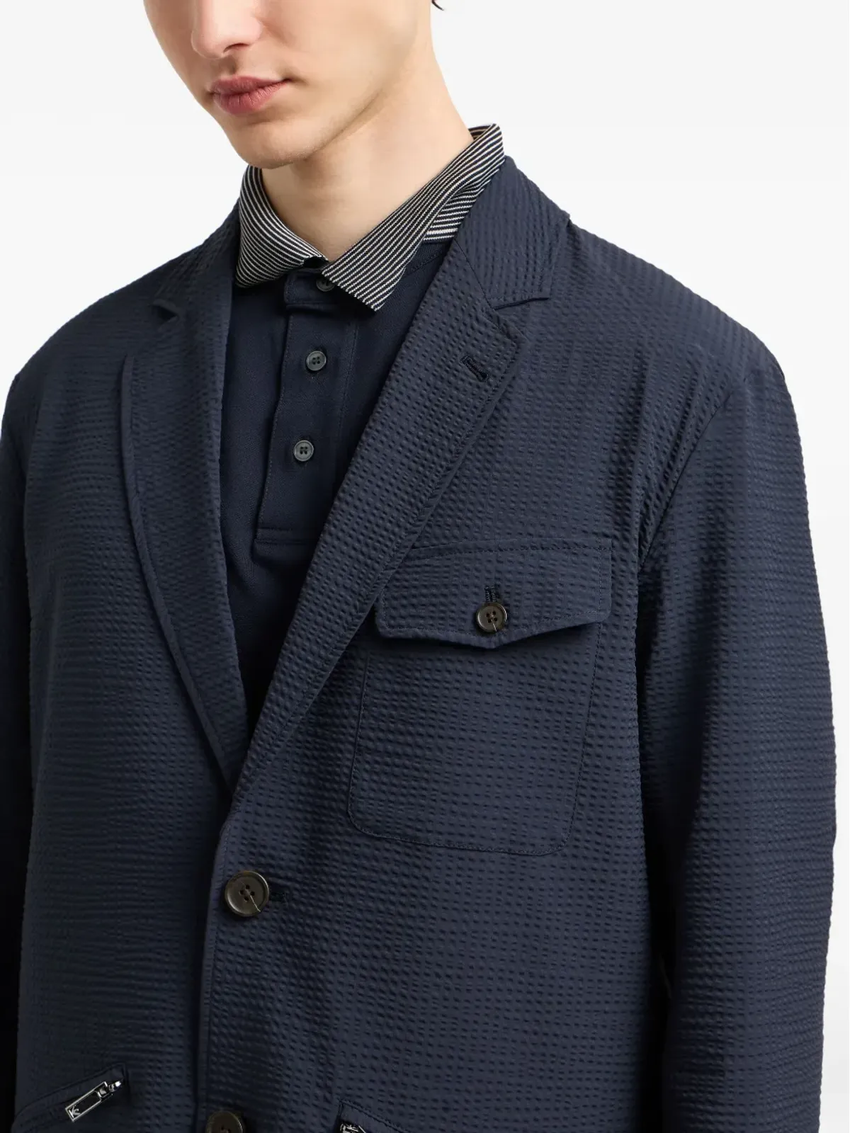 Emporio Armani テクスチャード ZIPポケット ブレザー - 画像5