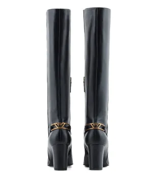Emporio Armani buckle-detail block-heel boots - Black - サムネイル3