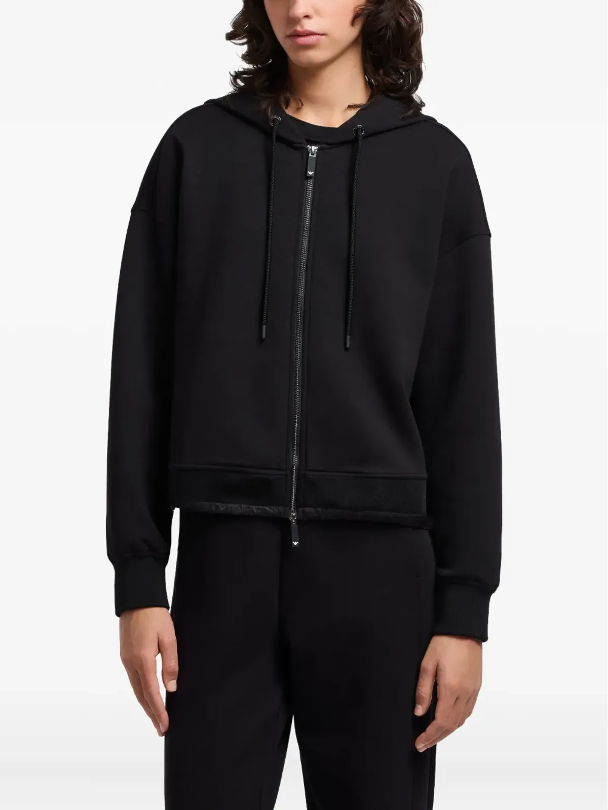 Emporio Armani ジップアップキルテッドヘムフーディ - 画像3