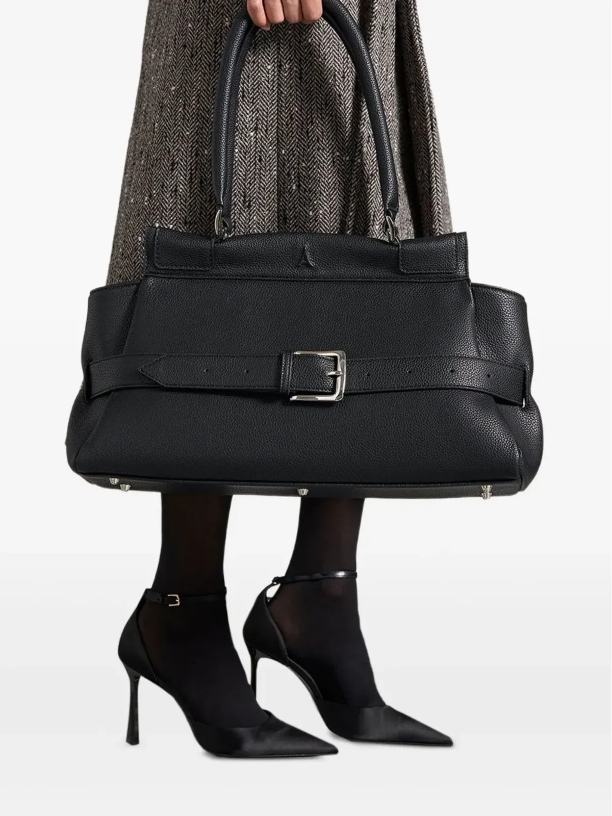 Manière De Voir Calais belted black tote bag - 画像2
