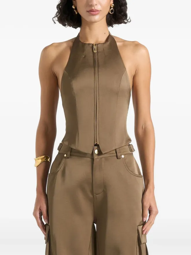 Manière De Voir Maniére De Voir Claudette satin halterneck backless topの商品画像
