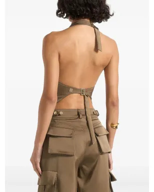 Maniére De Voir Claudette satin halterneck backless top - サムネイル4