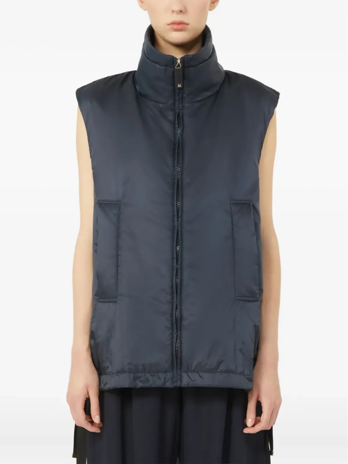 Max Mara ハイネックジップフロントジレ ブルー - 画像2