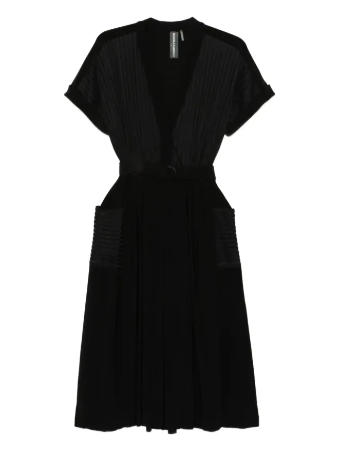 Norma Kamali Norma Kamali プリーツストライプ ミディドレスの商品画像