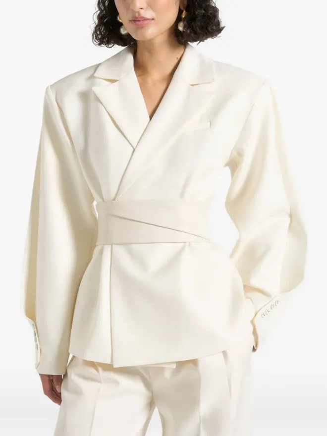 Manière De Voir Manière De Voir Marie twist-sleeve belted blazerの商品画像