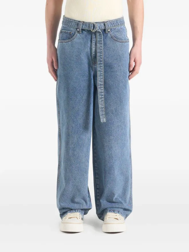 Manière De Voir Maniére De Voir アダム ベルト付き ワイドレッグ ブルーウォッシュ ジーンズの商品画像