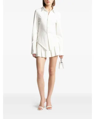 Maniére De Voir Sonia pinstripe angled-hem shirt - White - サムネイル2