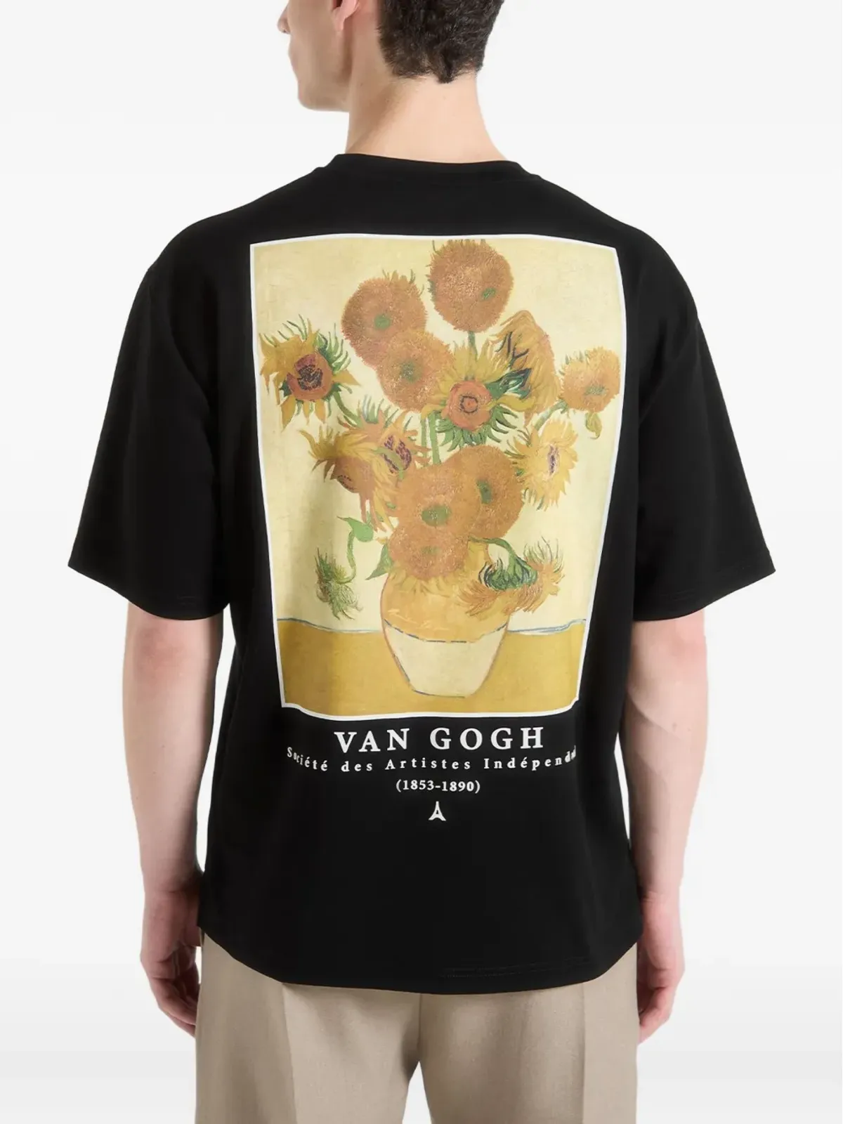 Manière De Voir サンフラワーズ ヴァン・ゴー プリント ブラック Tシャツ - 画像3
