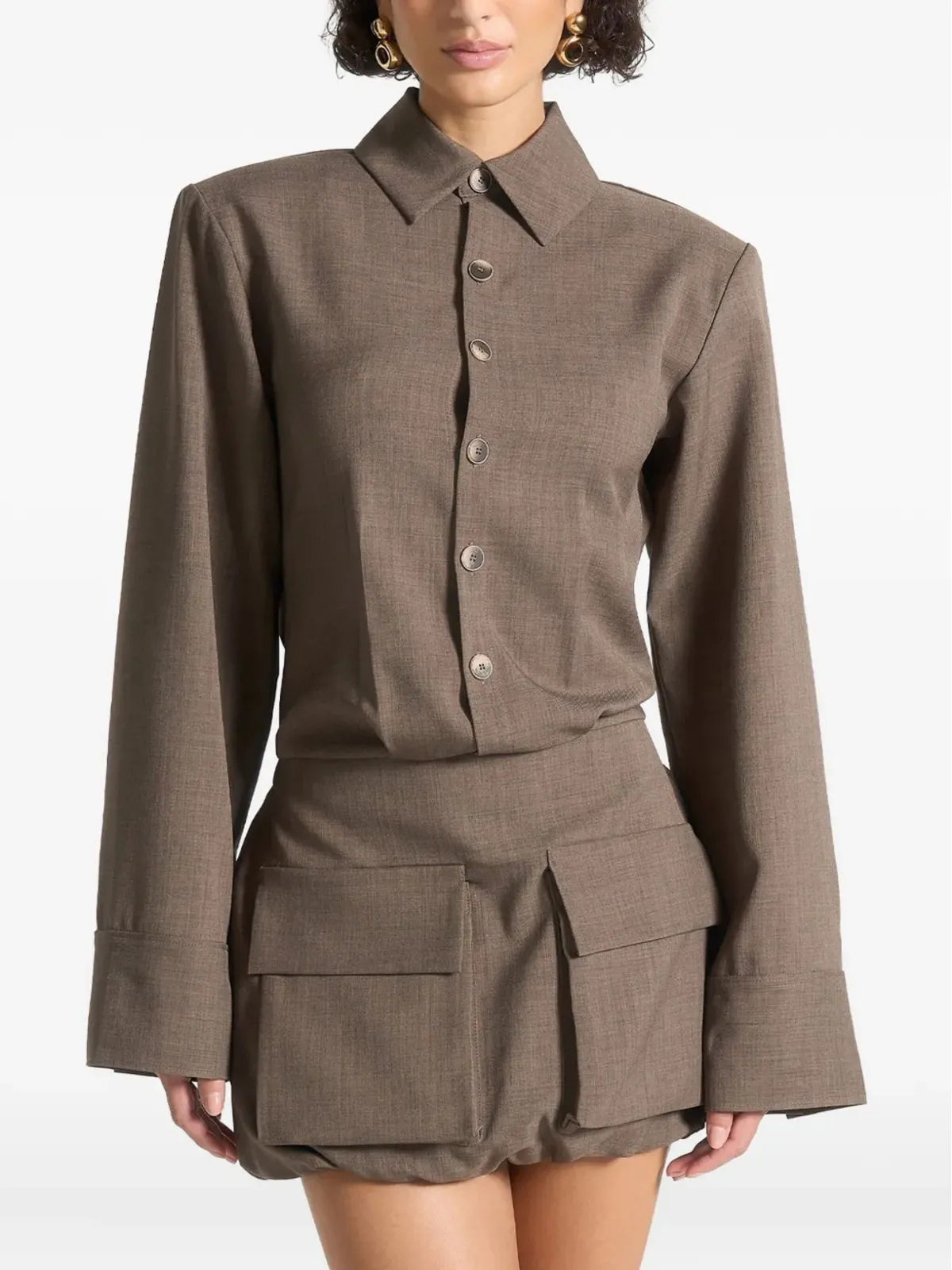 Maniére De Voir Laure Cargo shirt mini dress - 画像4