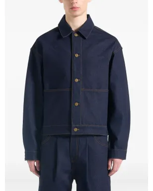 Maniére De Voir Damien back-pleat blue denim jacket - サムネイル1