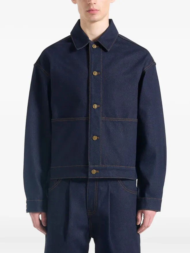 Manière De Voir Maniére De Voir Damien back-pleat blue denim jacketの商品画像