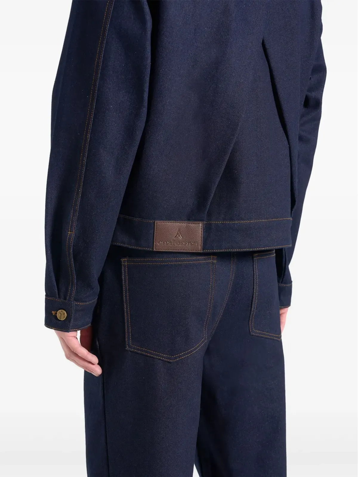 Maniére De Voir Damien back-pleat blue denim jacket - 画像5