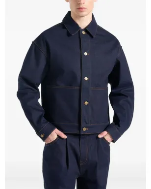 Maniére De Voir Damien back-pleat blue denim jacket - サムネイル3