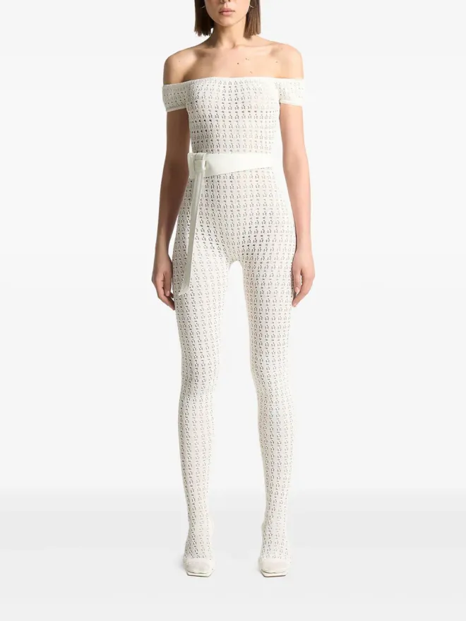 Manière De Voir Maniére De Voir Martine ポイント編みベルト付きオフショルダージャンプスーツの商品画像