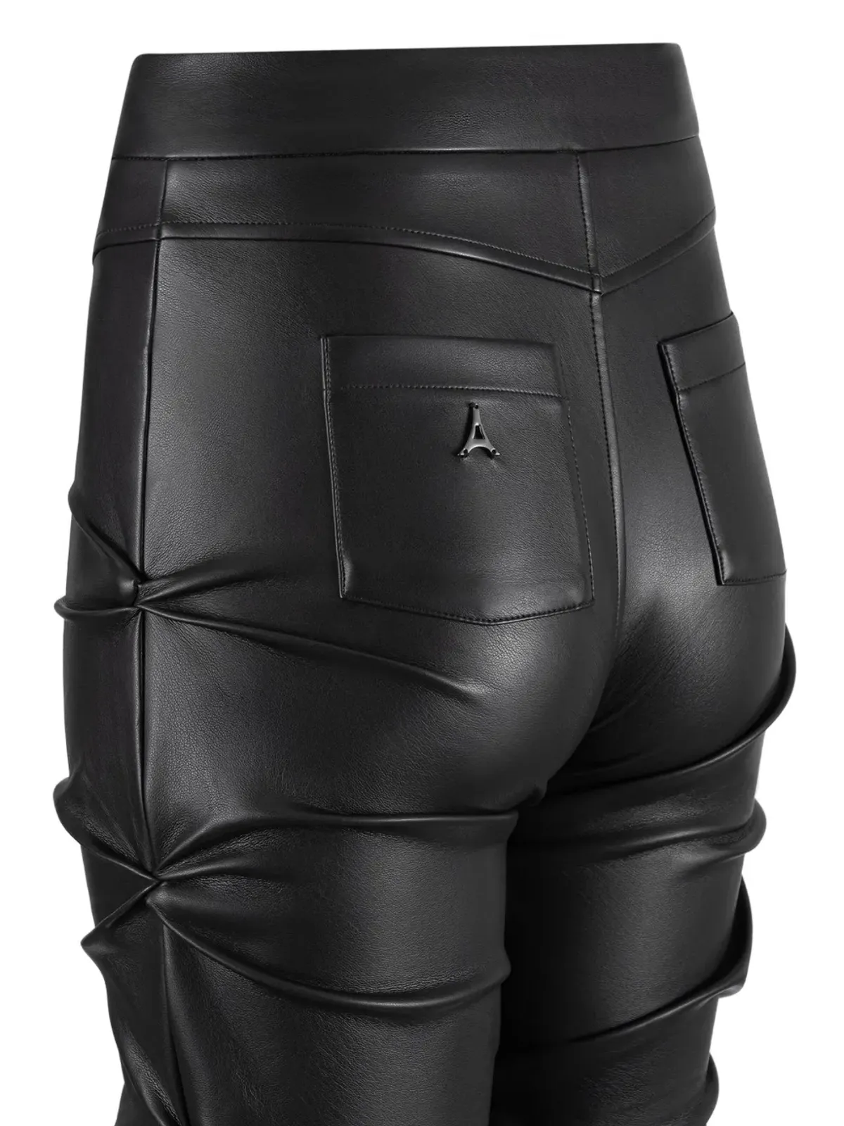 Maniére De Voir Caroline タック入りレザー風フレアパンツ - 画像5