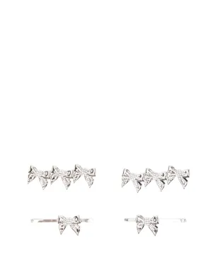 Alessandra Rich bow-embellished hair clips - Silver - サムネイル1