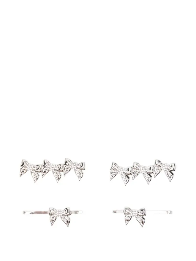 Alessandra Rich Alessandra Rich bow-embellished hair clips - Silverの商品画像