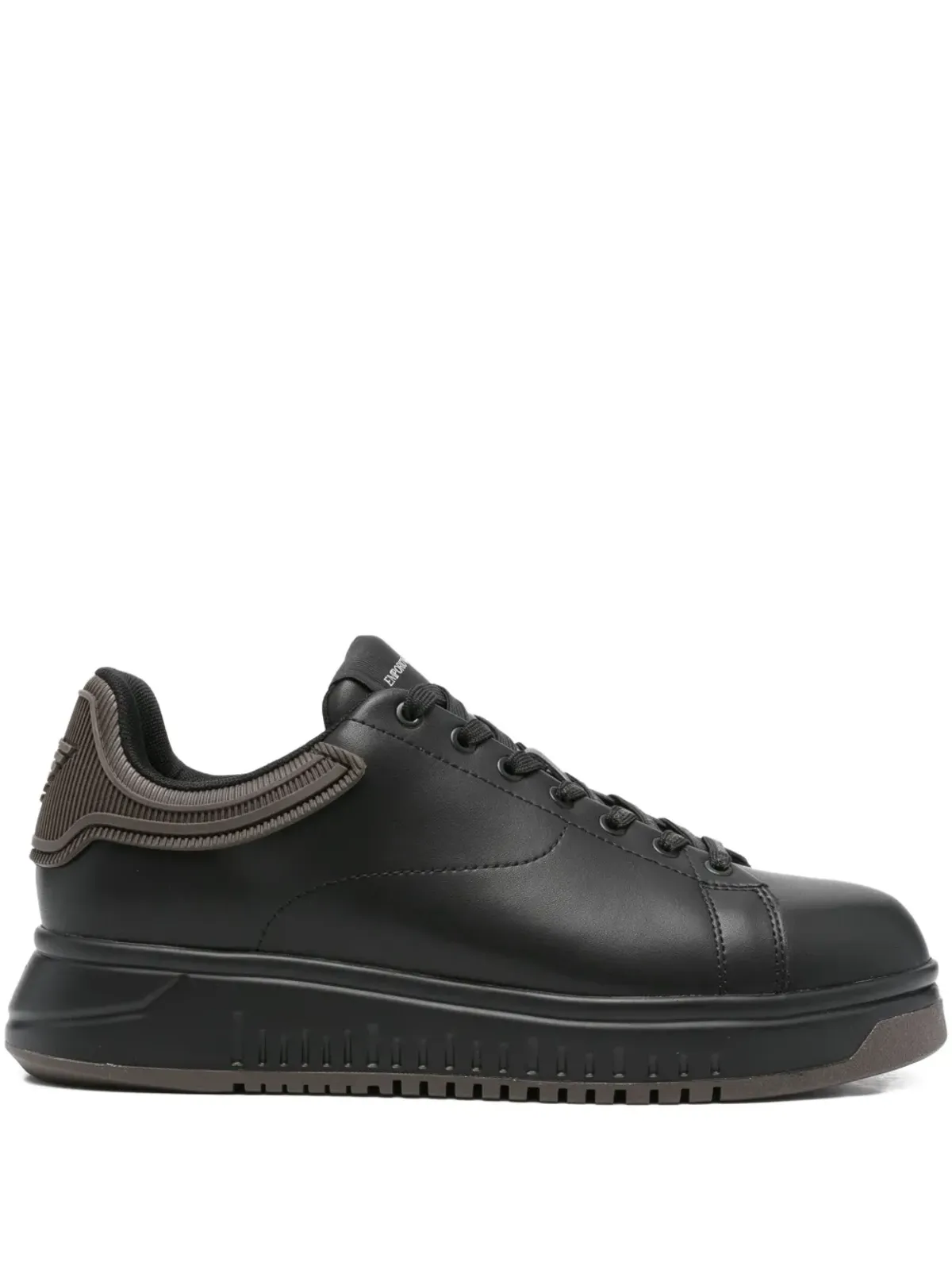 Emporio Armani リブパネルレザースニーカー - 画像1