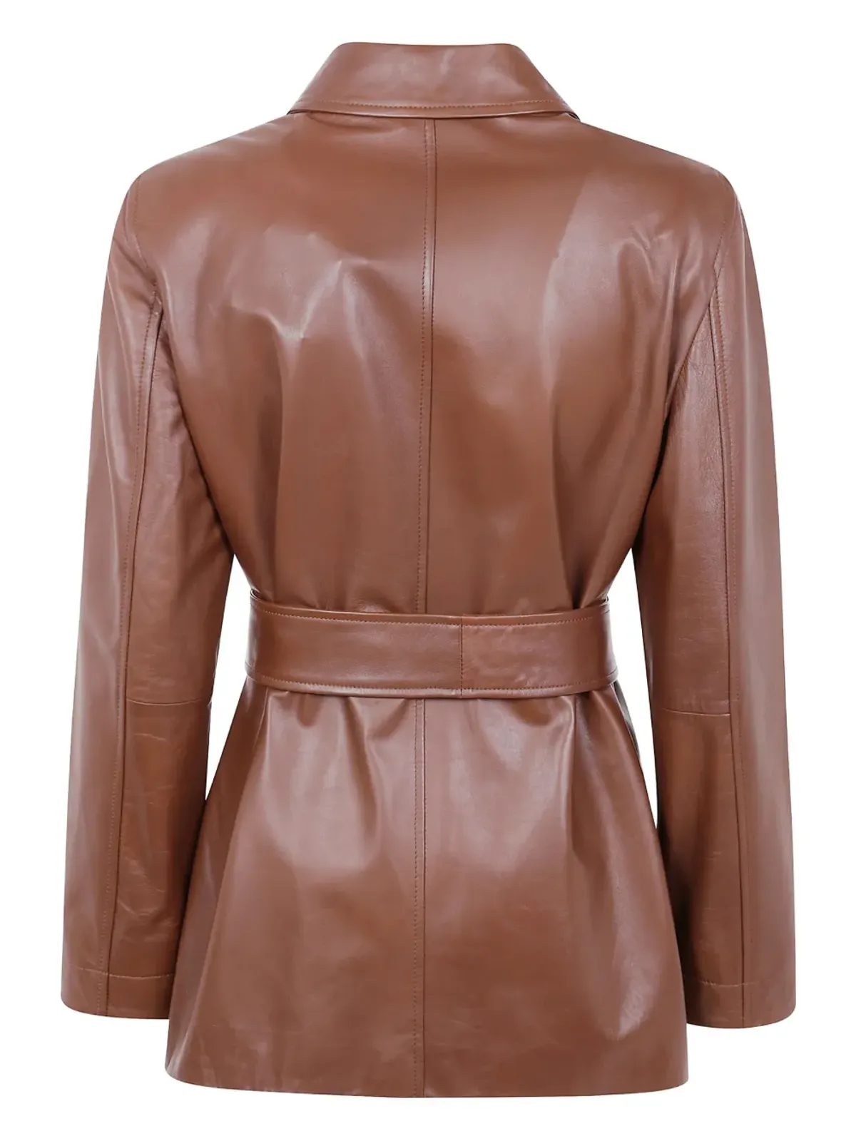 Max Mara ベルト付きレザージャケット - 画像2
