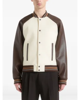 Manière De Voir ガイ コントラスト レザー ボンバー ジャケット - White - サムネイル1