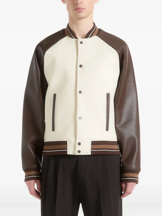 Manière De Voir Manière De Voir ガイ コントラスト レザー ボンバー ジャケット - Whiteの商品画像