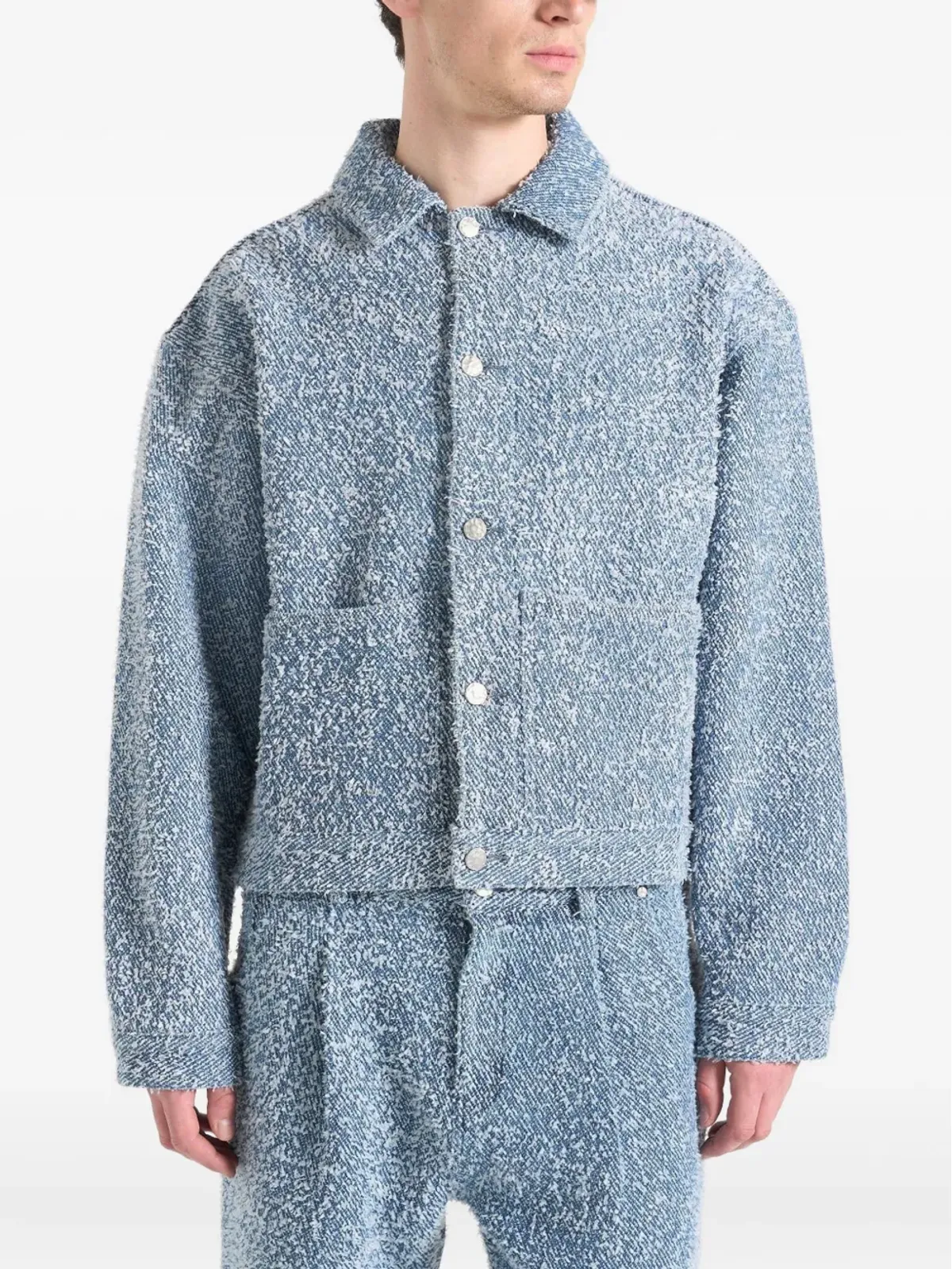 Manière De Voir Damien boucle back-pleat blue denim jacket - 画像1