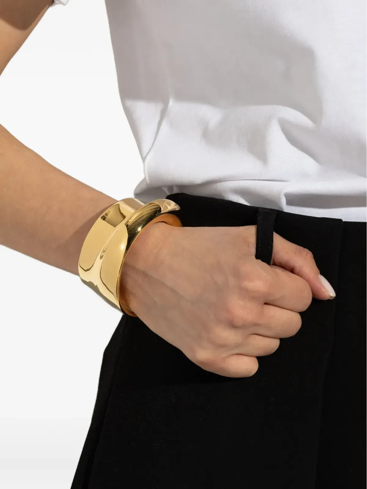 Jacquemus 曲線の金色ブレスレット - Yellow - 画像2