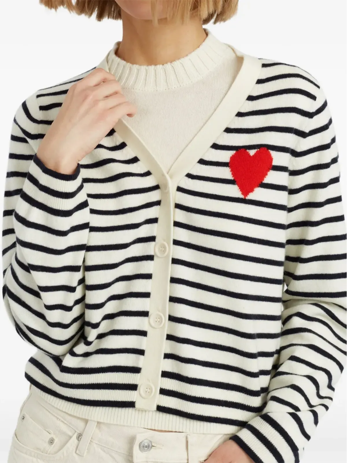 Chinti & Parker Breton Heartストライプカーディガン - Neutrals - 画像4