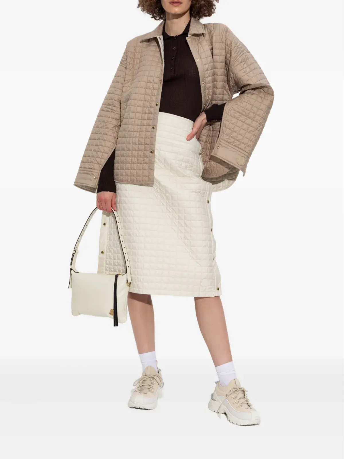 Moncler キルト加工ボタン留めミディスカート - 画像2