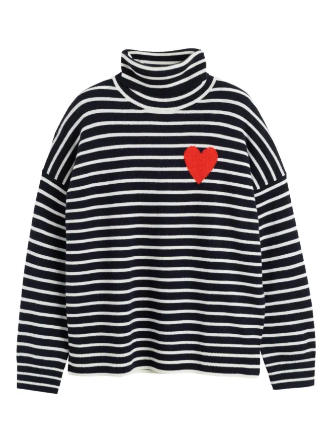 Chinti & Parker Chinti & Parker ハートディテール付きストライプ ロールネック ジャンパーの商品画像