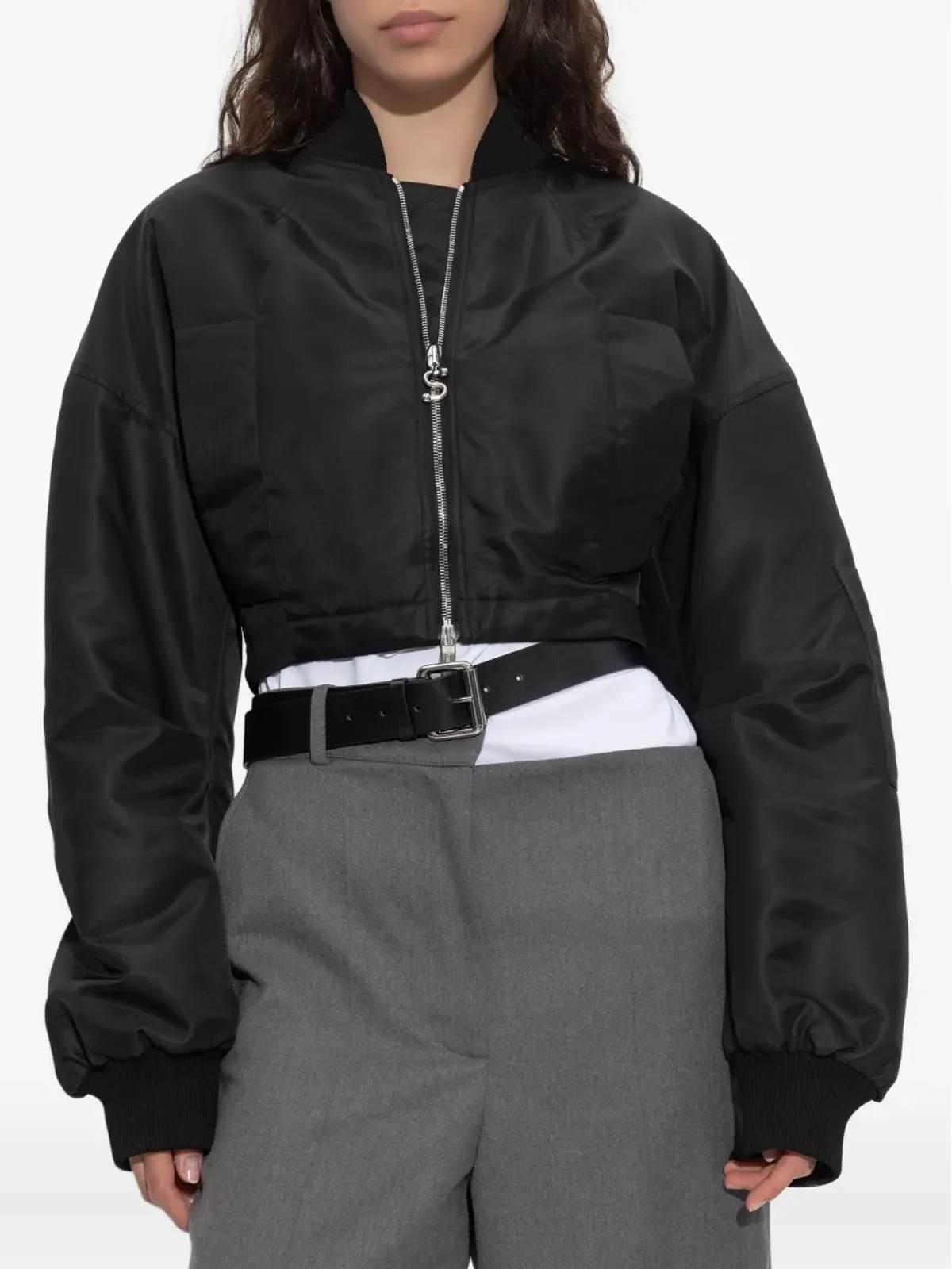 Sportmax クロップド ジップファスナー ボンバー ジャケット - 画像3