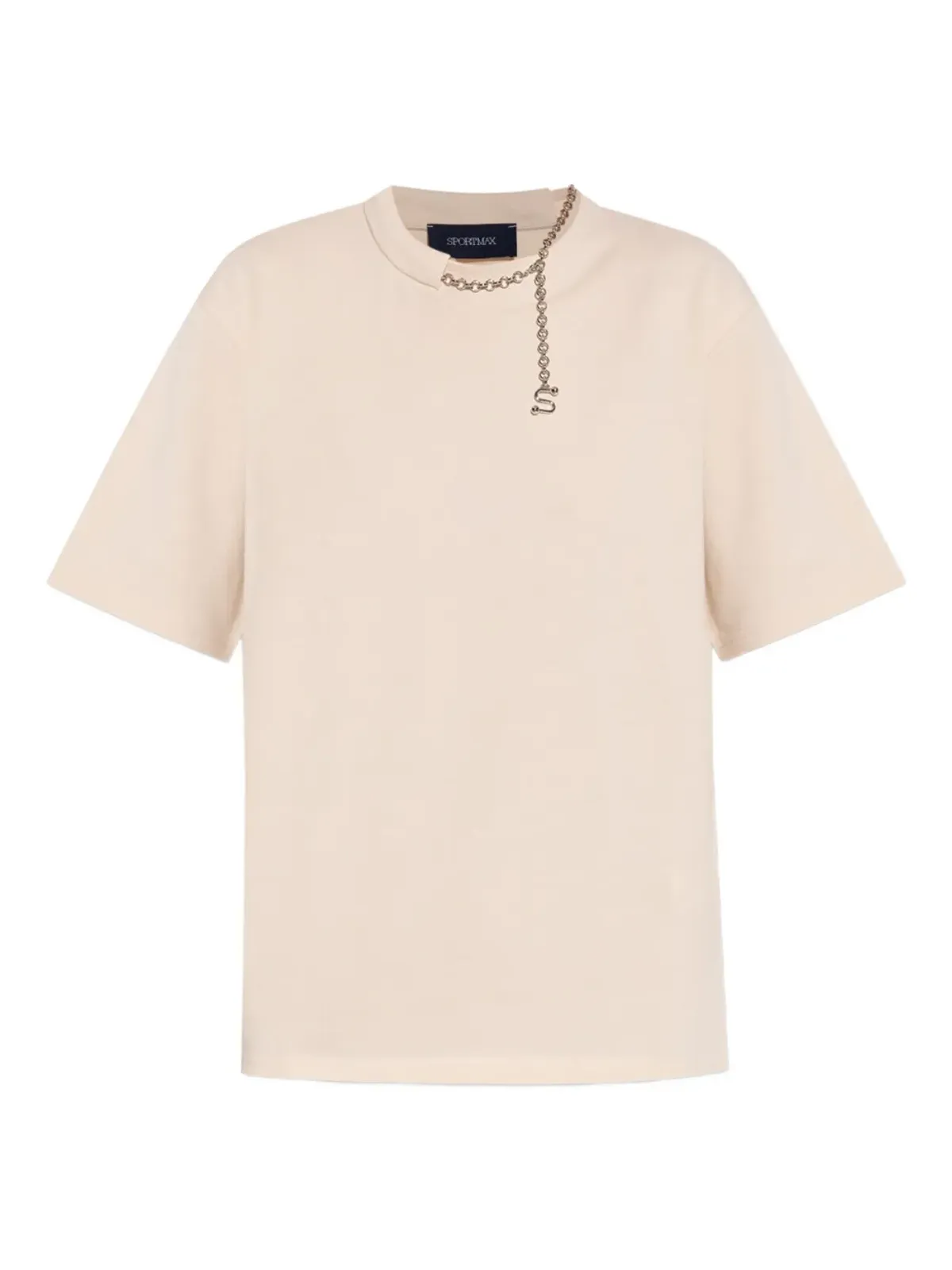 Sportmax チェーン付きコットンTシャツ - ベージュ - 画像1