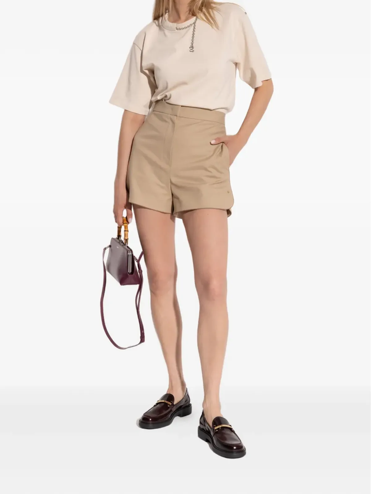 Sportmax チェーン付きコットンTシャツ - ベージュ - 画像2