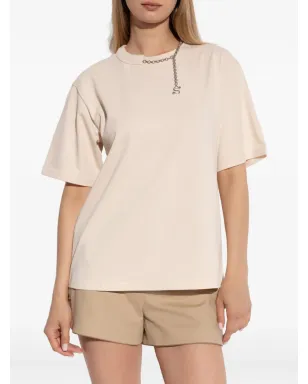 Sportmax チェーン付きコットンTシャツ - ベージュ - サムネイル3