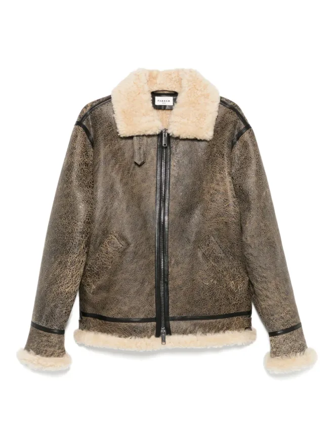 P.A.R.O.S.H. P.A.R.O.S.H. Giubbotto shearling zip-front leather jacketの商品画像