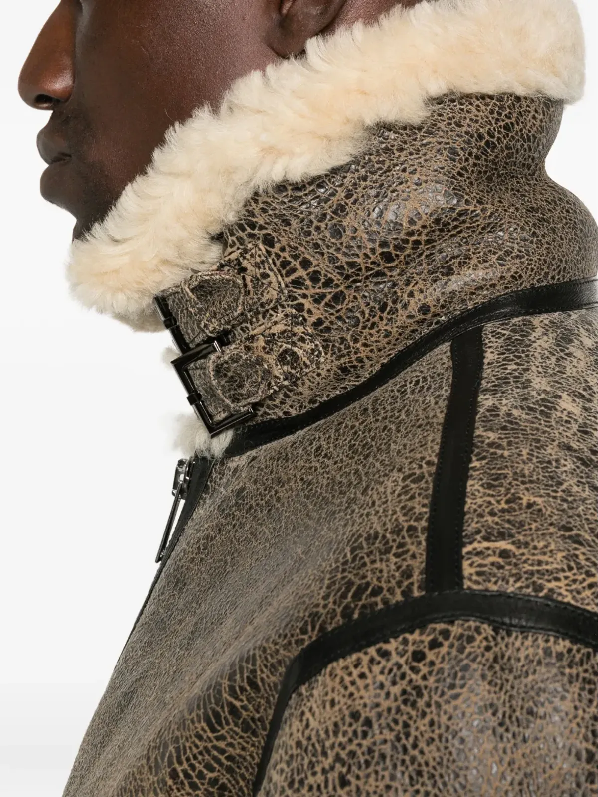 P.A.R.O.S.H. Giubbotto shearling zip-front leather jacket - 画像5