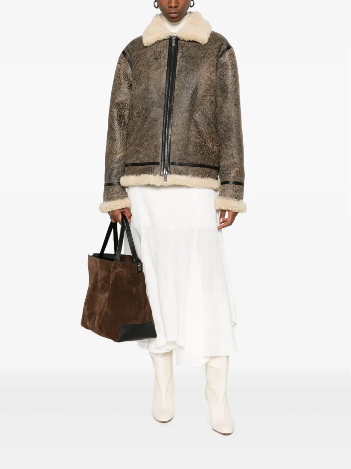 P.A.R.O.S.H. Giubbotto shearling zip-front leather jacket - 画像3