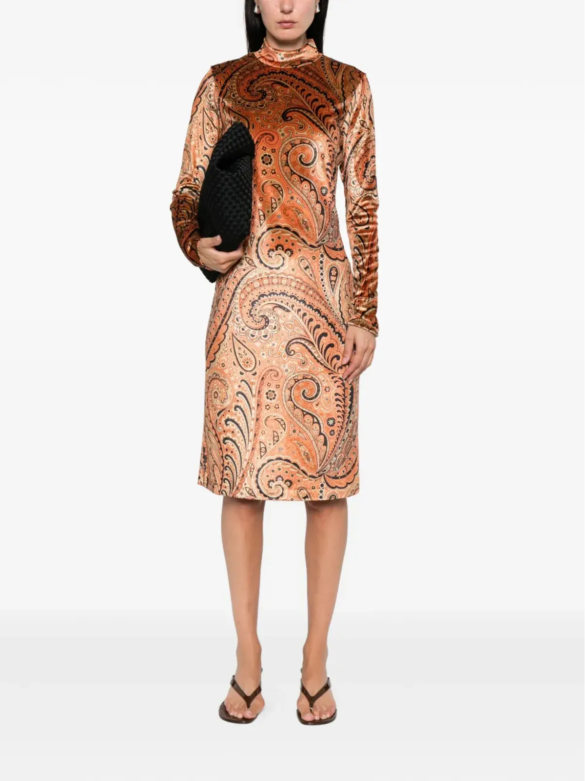 ETRO ペイズリー柄モックネックミディドレス - 画像2