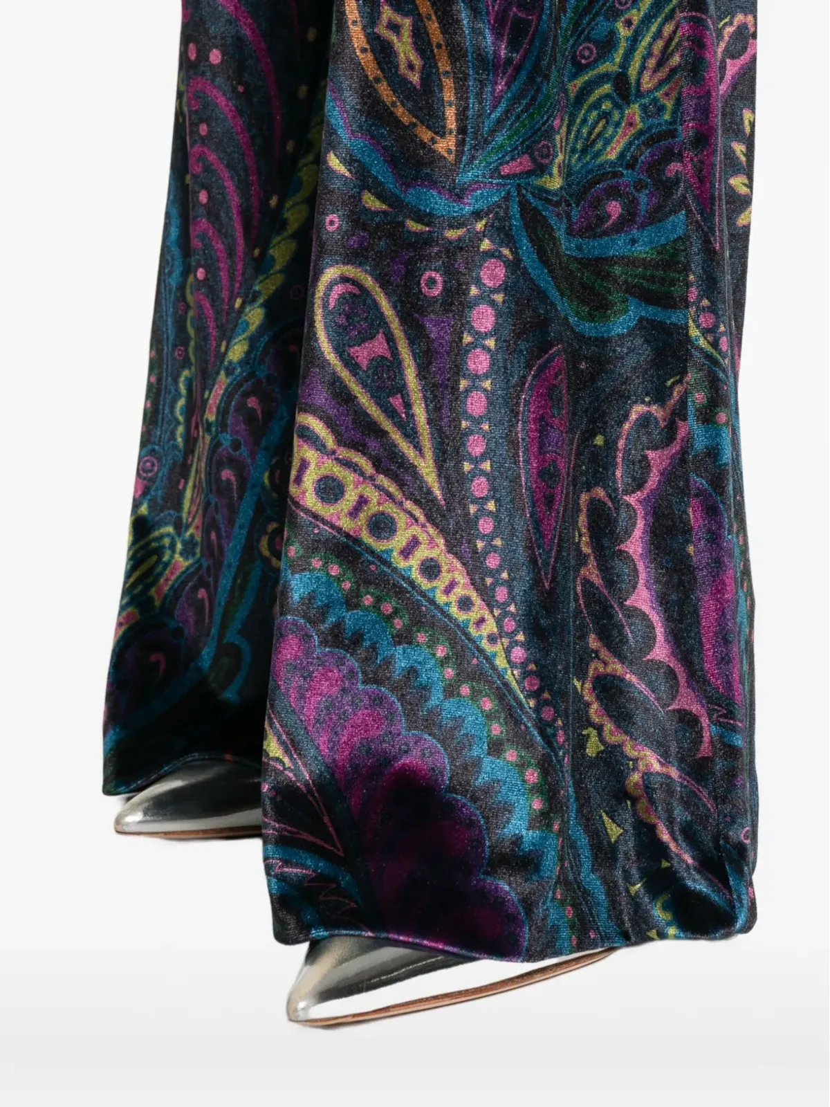 ETRO ペイズリープリントベルベットパンツ - ブルー - 画像5