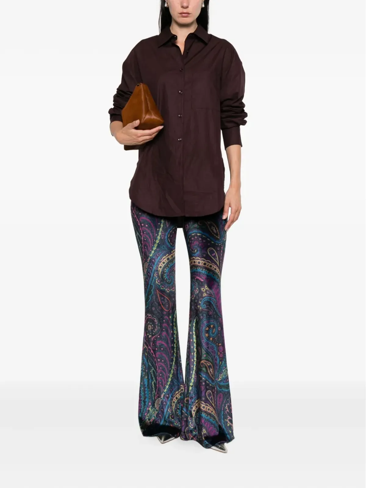 ETRO ペイズリープリントベルベットパンツ - ブルー - 画像2
