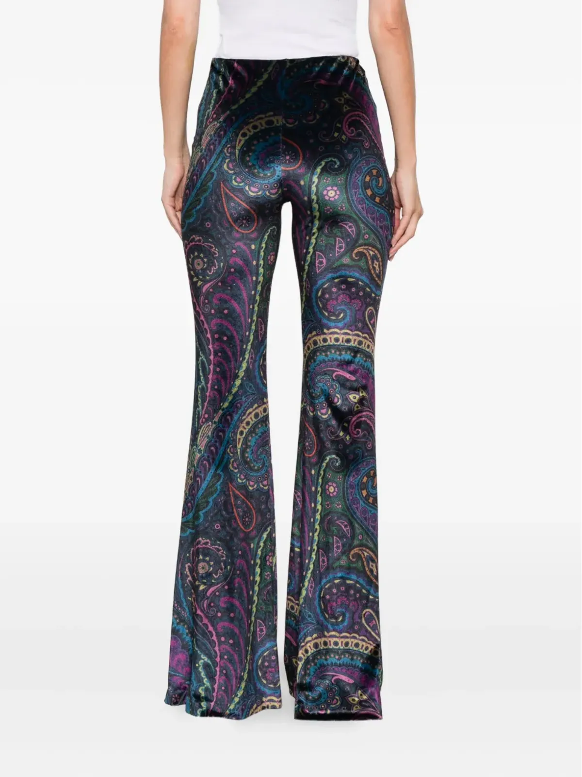 ETRO ペイズリープリントベルベットパンツ - ブルー - 画像4