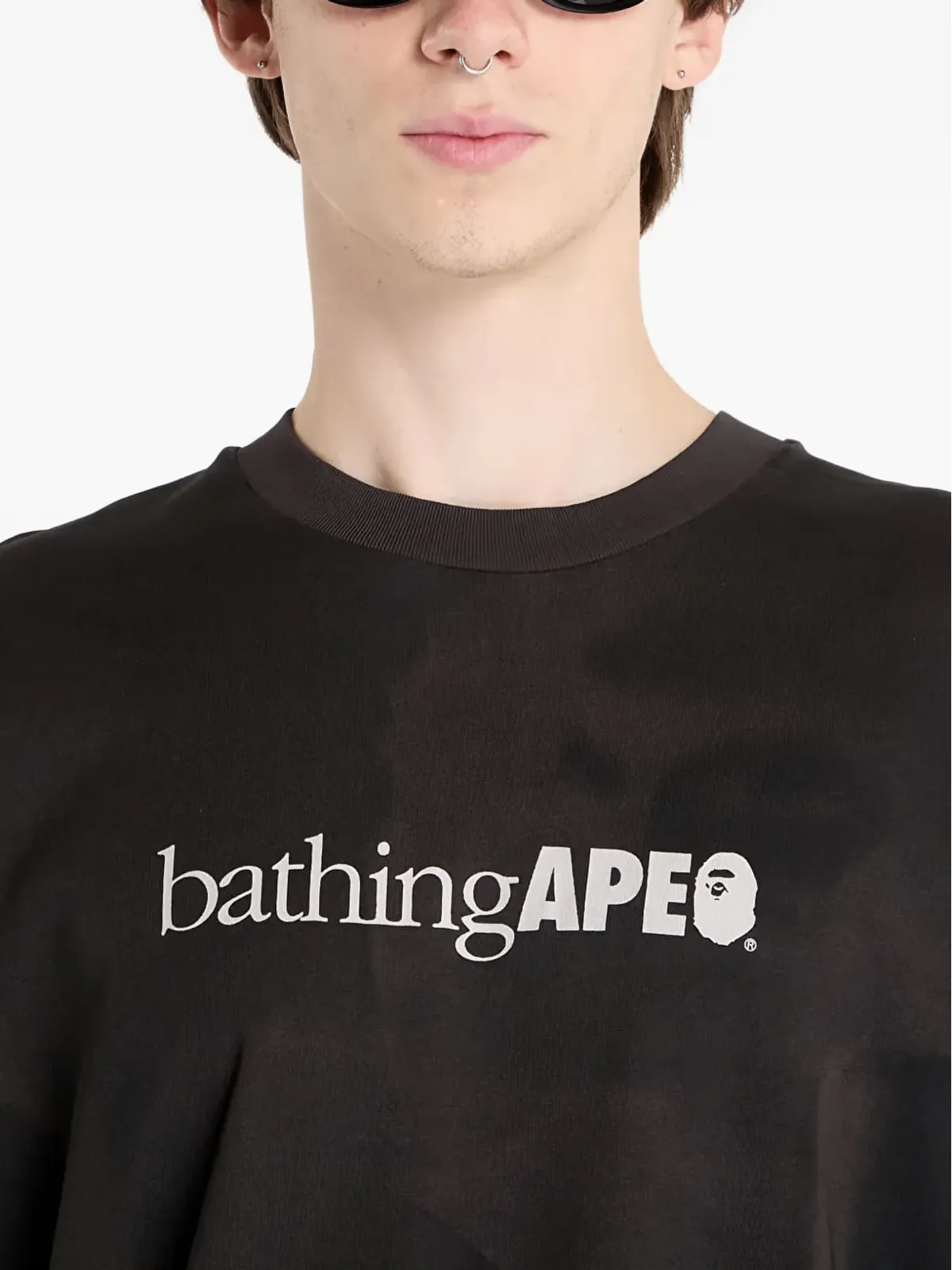 A BATHING APE® ロゴプリント タイダイ 長袖Tシャツ - ブラック - 画像5