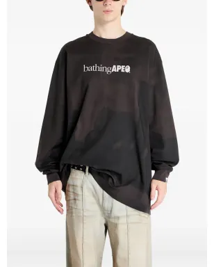 A BATHING APE® ロゴプリント タイダイ 長袖Tシャツ - ブラック - サムネイル3